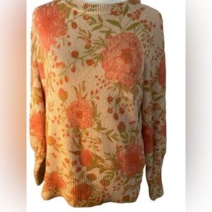 LC Lauren Conrad Peony Floral Sweater with Raglan Long Sleeves